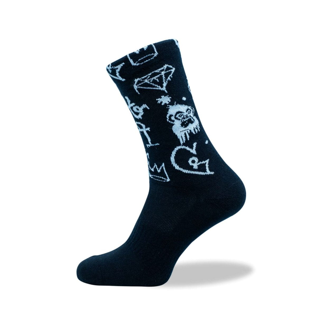GRUMPY MONKEY - Knitted Socks (Graffiti Black)