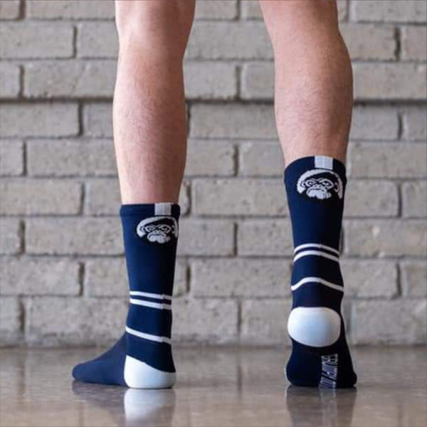 GRUMPY MONKEY - Knitted Socks (Navy/White Stripe)
