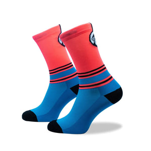 GRUMPY MONKEY - Knitted Socks (Pink/Blue Stripe)