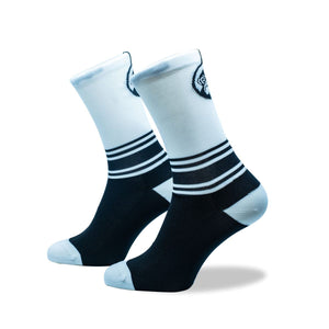 GRUMPY MONKEY - Knitted Socks (White/Black Strips)