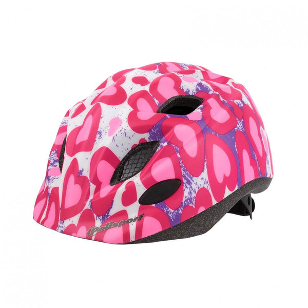 POLISPORT - S Junior Premium Bicycle Helmet for kids G HARTS (Pink/White) + holder + Water bottle