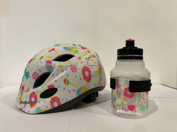 POLISPORT - XS Premium Kids Helmet (Lolipop) + holder + Water bottle