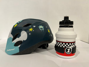 POLISPORT - XS Premium Kids Helmet (Spacesh) + holder + Water bottle
